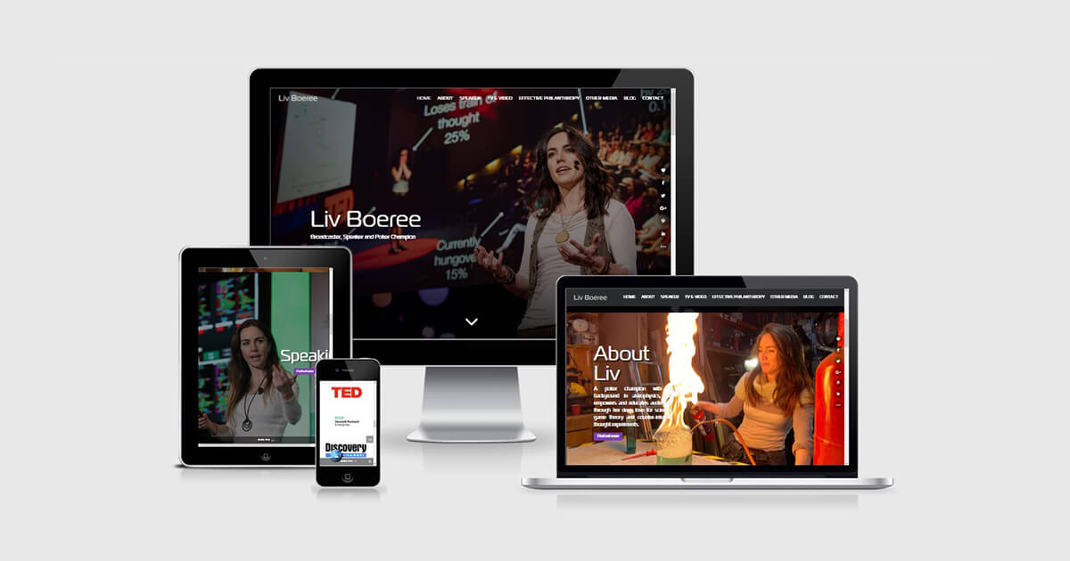 web design on multiple devices for liv boeree